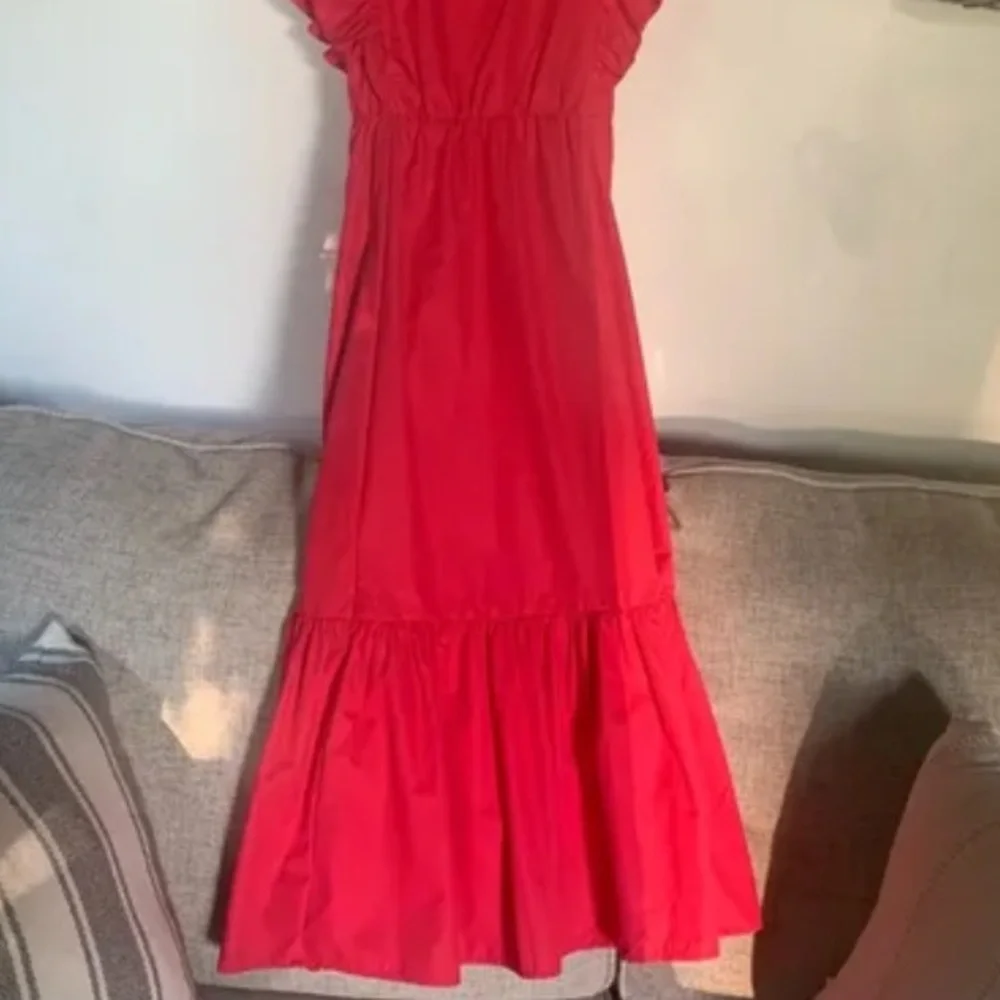 Abercrombie Maxi Red Ruffle Flutter Sleeve Dress